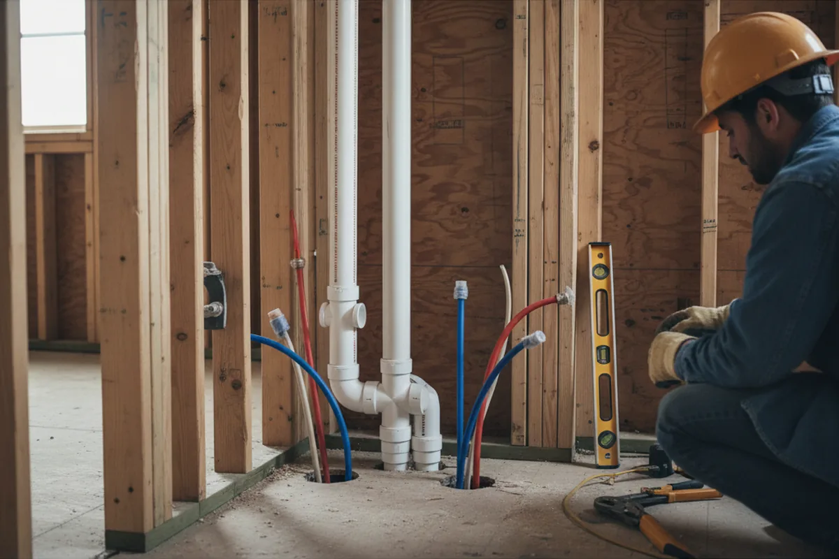 Drain and supply rough-in during Sump Pump Repair in Baldwyn
