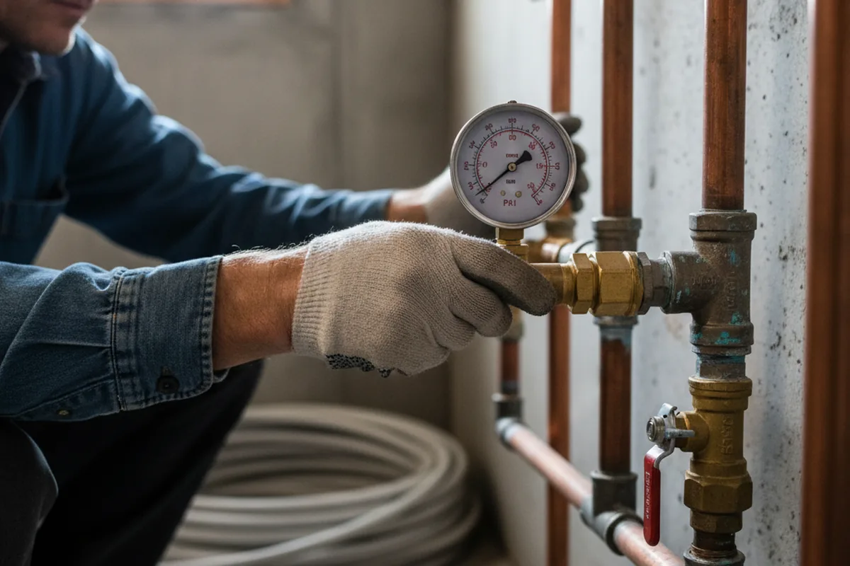 Pressure testing a repaired line during Water Line Repair in Baldwyn